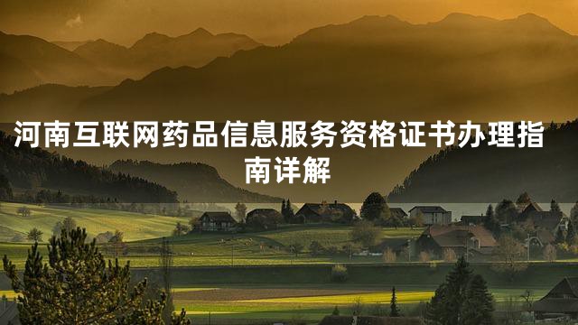 河南互联网药品信息服务资格证书办理指南详解