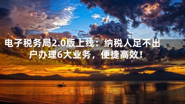 电子税务局2.0版上线：纳税人足不出户办理6大业务，便捷高效！