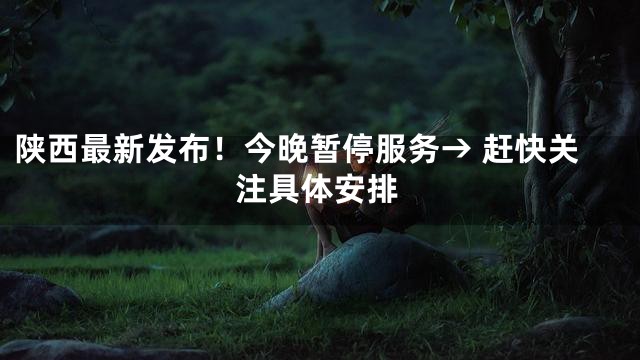 陕西最新发布！今晚暂停服务→ 赶快关注具体安排