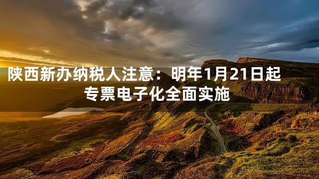 陕西新办纳税人注意：明年1月21日起专票电子化全面实施