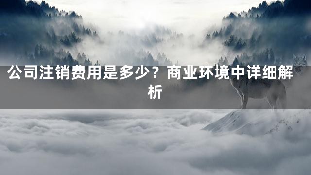 公司注销费用是多少？商业环境中详细解析