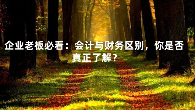 企业老板必看：会计与财务区别，你是否真正了解？