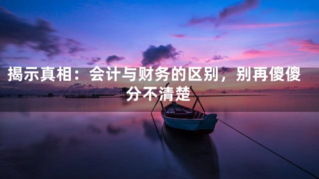 揭示真相：会计与财务的区别，别再傻傻分不清楚