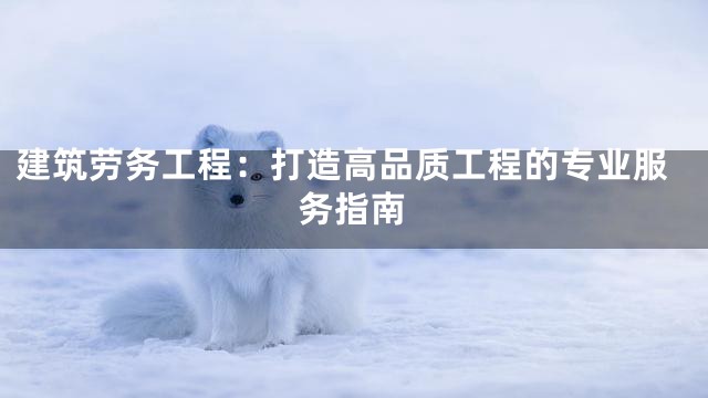 建筑劳务工程：打造高品质工程的专业服务指南