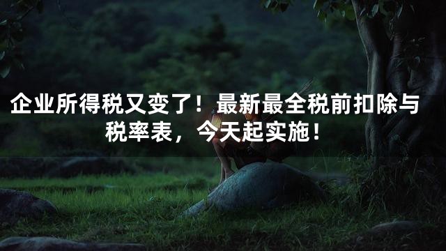 企业所得税又变了！最新最全税前扣除与税率表，今天起实施！