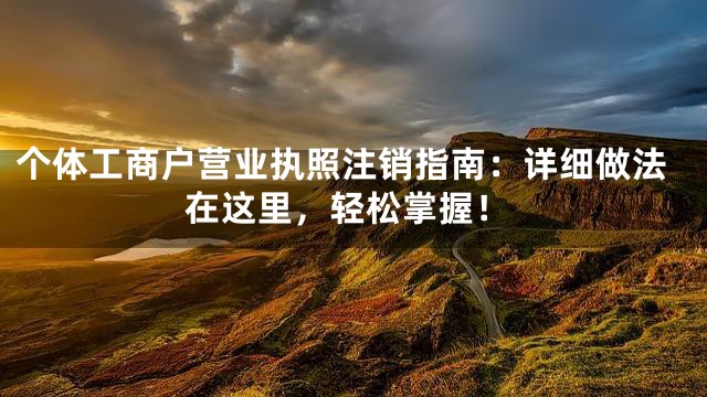 个体工商户营业执照注销指南：详细做法在这里，轻松掌握！