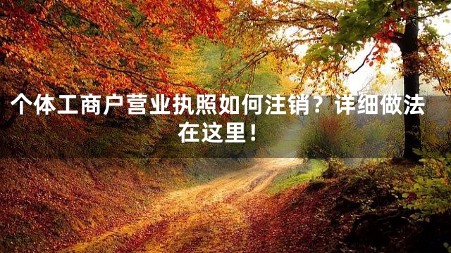 个体工商户营业执照如何注销？详细做法在这里！