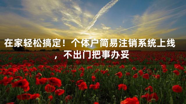 在家轻松搞定！个体户简易注销系统上线，不出门把事办妥