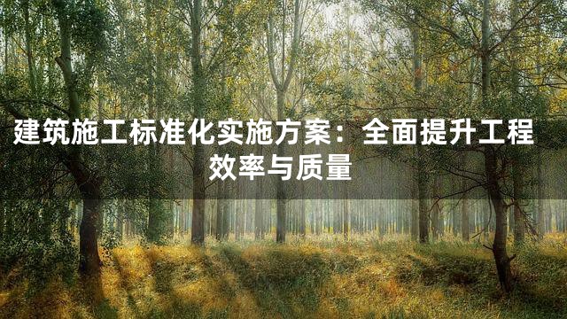 建筑施工标准化实施方案：全面提升工程效率与质量