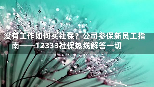 没有工作如何买社保？公司参保新员工指南——12333社保热线解答一切