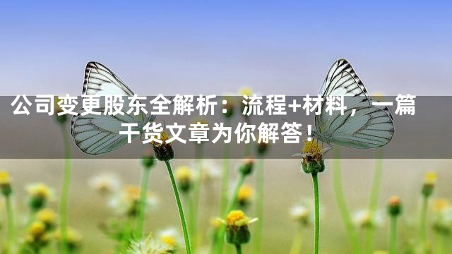 公司变更股东全解析：流程+材料，一篇干货文章为你解答！