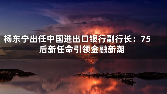 杨东宁出任中国进出口银行副行长：75后新任命引领金融新潮