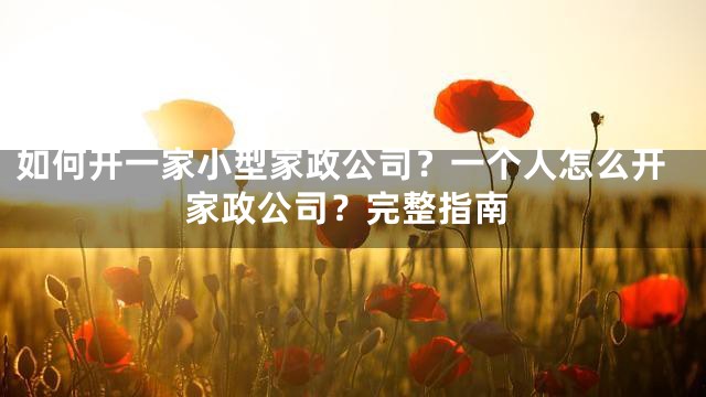 如何开一家小型家政公司？一个人怎么开家政公司？完整指南