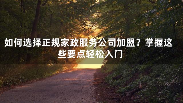 如何选择正规家政服务公司加盟？掌握这些要点轻松入门