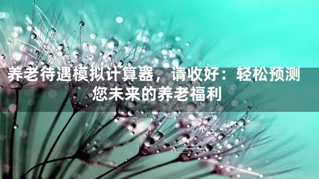 养老待遇模拟计算器，请收好：轻松预测您未来的养老福利