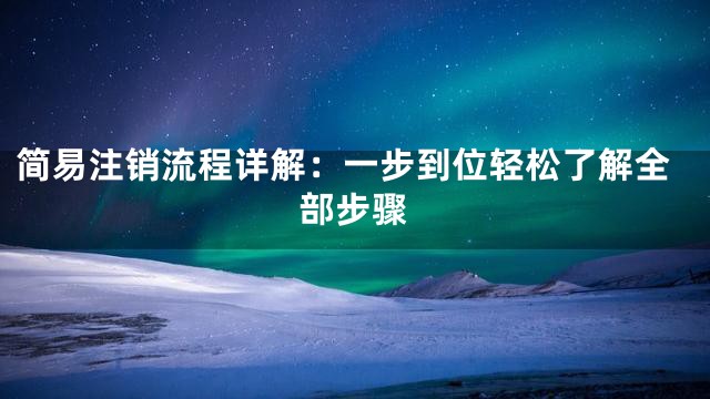 简易注销流程详解：一步到位轻松了解全部步骤