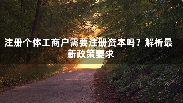 注册个体工商户需要注册资本吗？解析最新政策要求