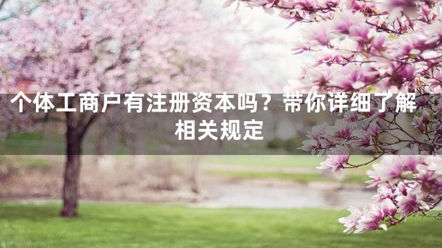 个体工商户有注册资本吗？带你详细了解相关规定