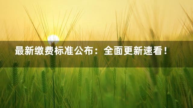 最新缴费标准公布：全面更新速看！