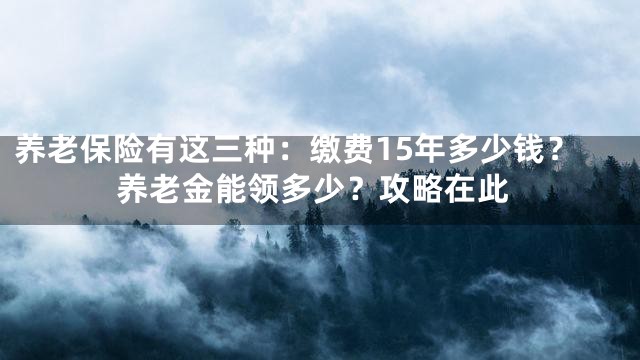养老保险有这三种：缴费15年多少钱？养老金能领多少？攻略在此