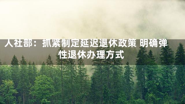 人社部：抓紧制定延迟退休政策 明确弹性退休办理方式