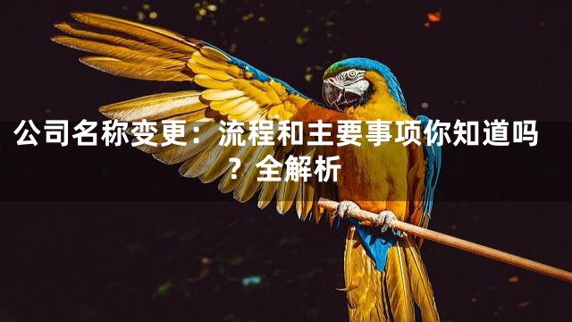 公司名称变更：流程和主要事项你知道吗？全解析