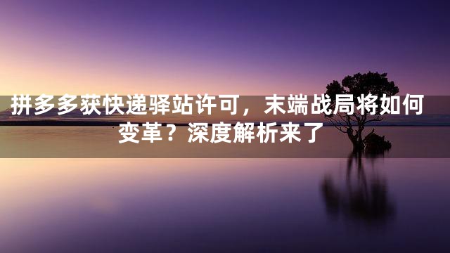 拼多多获快递驿站许可，末端战局将如何变革？深度解析来了