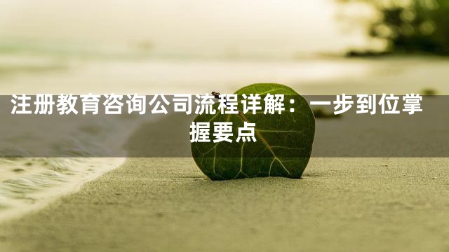 注册教育咨询公司流程详解：一步到位掌握要点