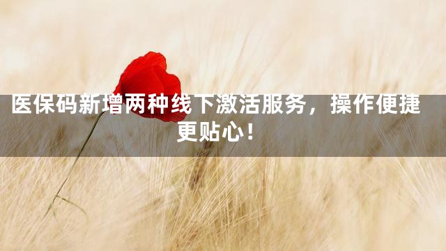 医保码新增两种线下激活服务，操作便捷更贴心！