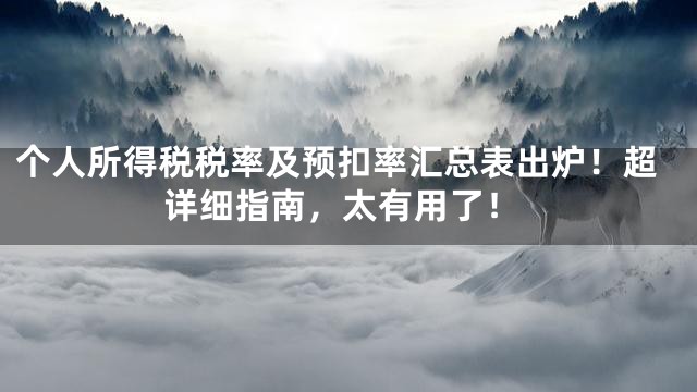 个人所得税税率及预扣率汇总表出炉！超详细指南，太有用了！