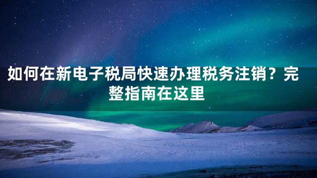 如何在新电子税局快速办理税务注销？完整指南在这里