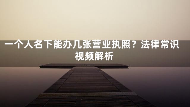 一个人名下能办几张营业执照？法律常识视频解析