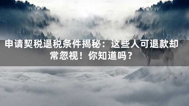 申请契税退税条件揭秘：这些人可退款却常忽视！你知道吗？