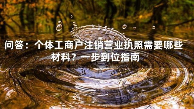 问答：个体工商户注销营业执照需要哪些材料？一步到位指南
