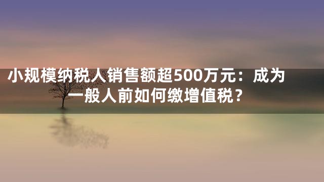 小规模纳税人销售额超500万元：成为一般人前如何缴增值税？