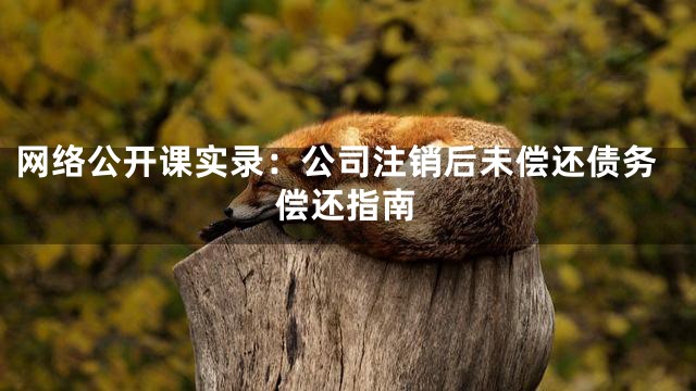 网络公开课实录：公司注销后未偿还债务偿还指南