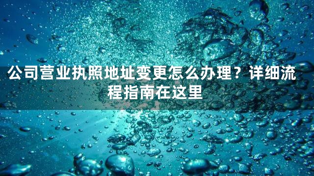 公司营业执照地址变更怎么办理？详细流程指南在这里