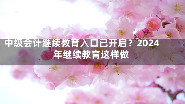 中级会计继续教育入口已开启？2024年继续教育这样做