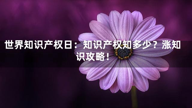 世界知识产权日：知识产权知多少？涨知识攻略！
