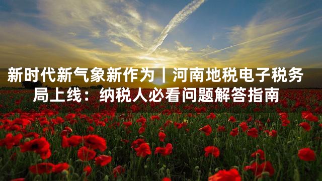新时代新气象新作为｜河南地税电子税务局上线：纳税人必看问题解答指南