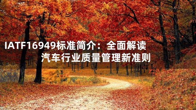 IATF16949标准简介：全面解读汽车行业质量管理新准则