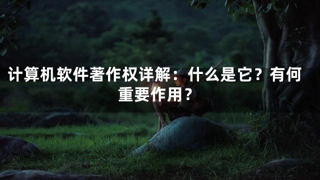 计算机软件著作权详解：什么是它？有何重要作用？