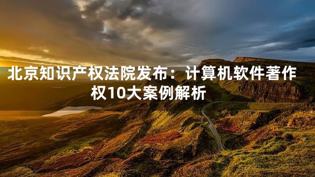 北京知识产权法院发布：计算机软件著作权10大案例解析