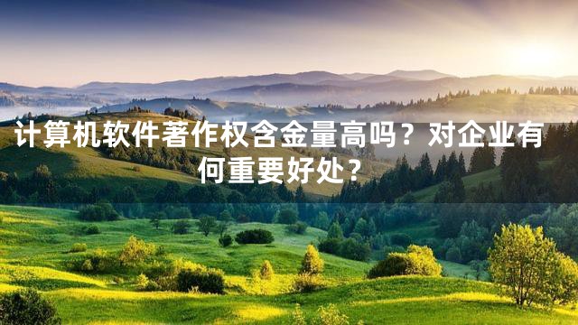 计算机软件著作权含金量高吗？对企业有何重要好处？