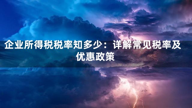 企业所得税税率知多少：详解常见税率及优惠政策