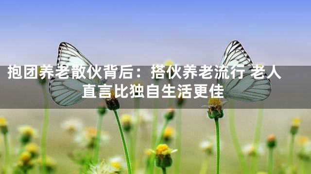 抱团养老散伙背后：搭伙养老流行 老人直言比独自生活更佳
