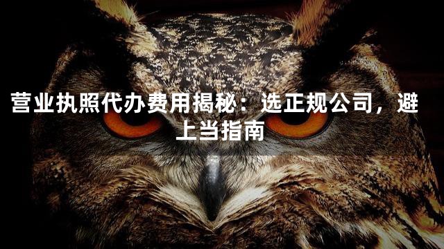 营业执照代办费用揭秘：选正规公司，避上当指南