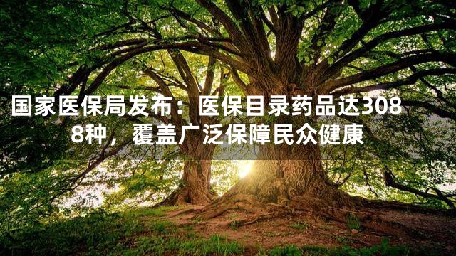 国家医保局发布：医保目录药品达3088种，覆盖广泛保障民众健康