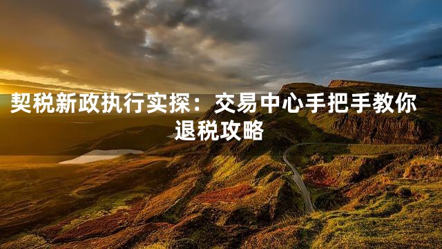 契税新政执行实探：交易中心手把手教你退税攻略