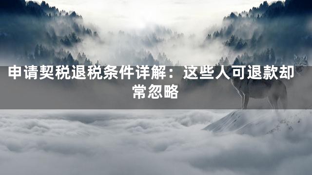 申请契税退税条件详解：这些人可退款却常忽略